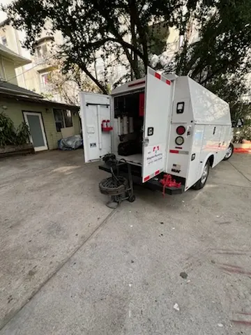 Magnet Plumbing service vehicle on-site for Sewer Line Repair in San Gabriel